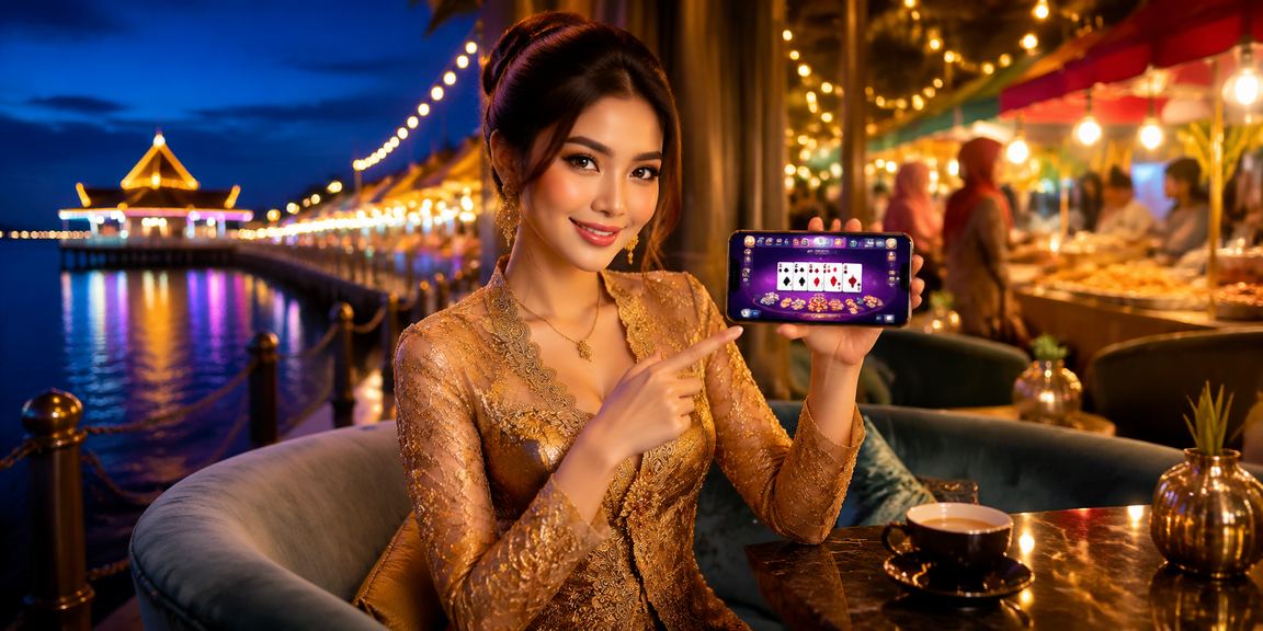 Pemain Malaysia dalam pakaian kebaya bermain teen patti di telefon